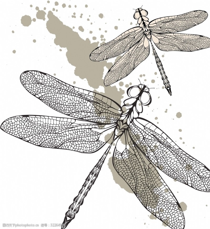 墨迹家居设计蜻蜓图案设计