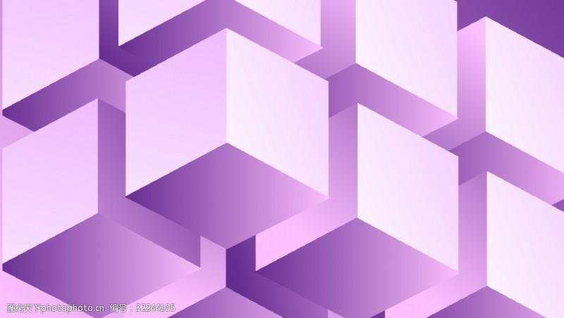 字幕边框底色紫色立体几何背景