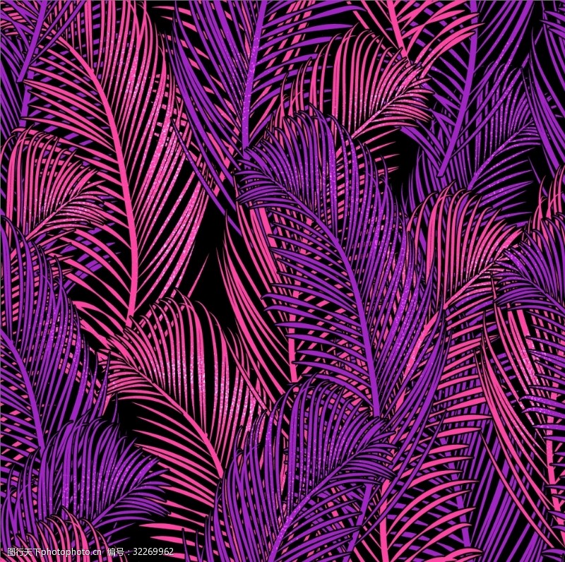 热带叶紫红色热带植物家纺图