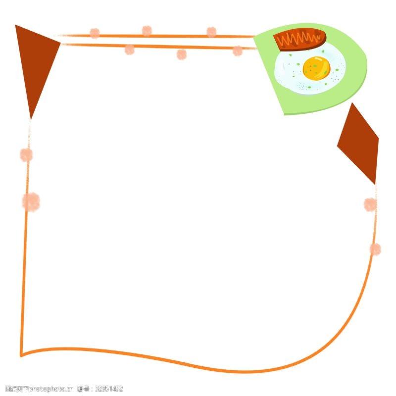 一个鸡蛋橙色早餐边框插图