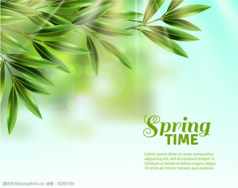 彩绘绿色树叶绿色植物春天气息树叶手绘背景