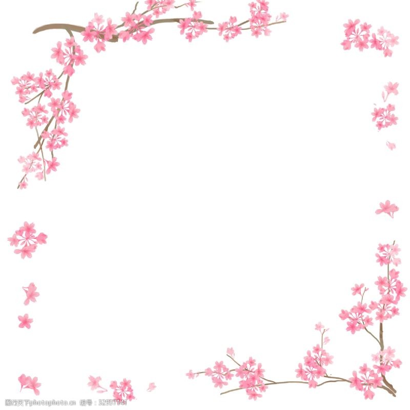 看樱花粉红色樱花方形边框