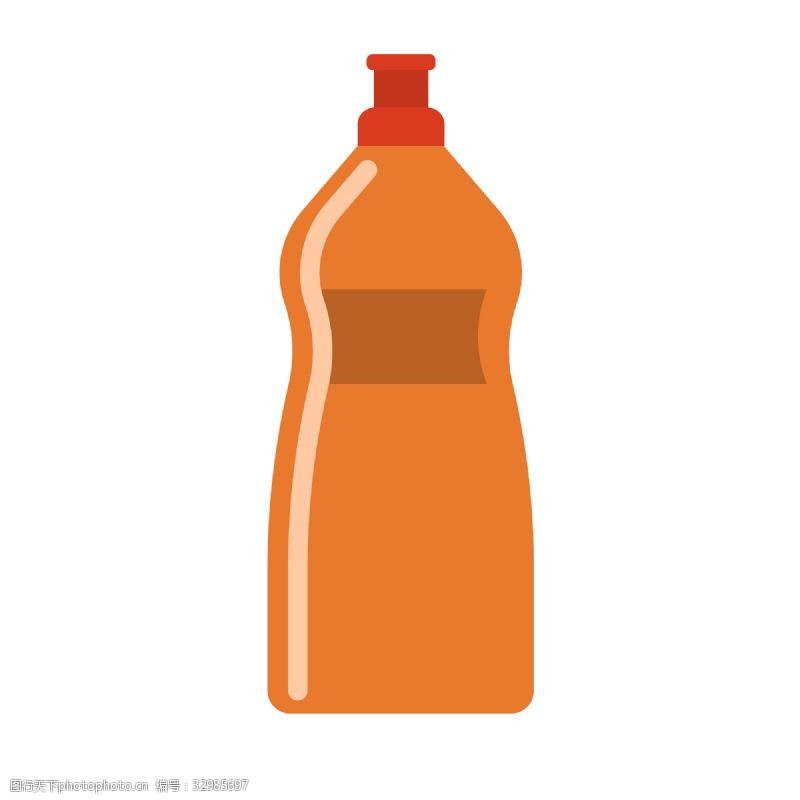 洗的干干净净橙色的洗洁精瓶子插画