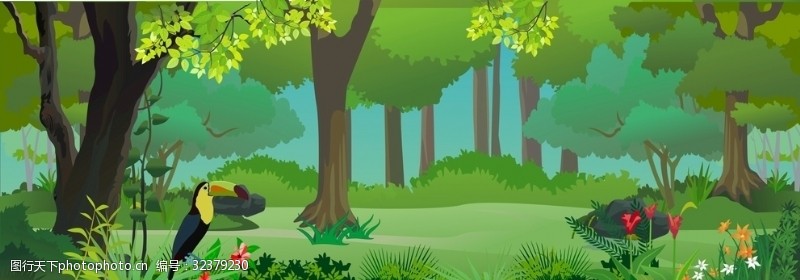 卡通热带雨林背景森林图