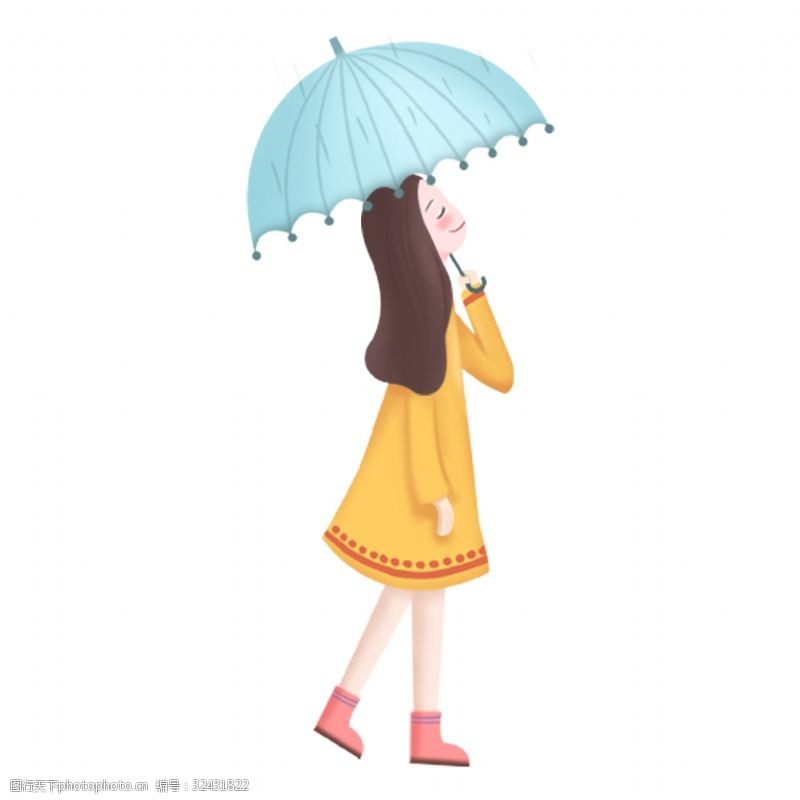 打伞人雨天打伞的漂亮少女png元素