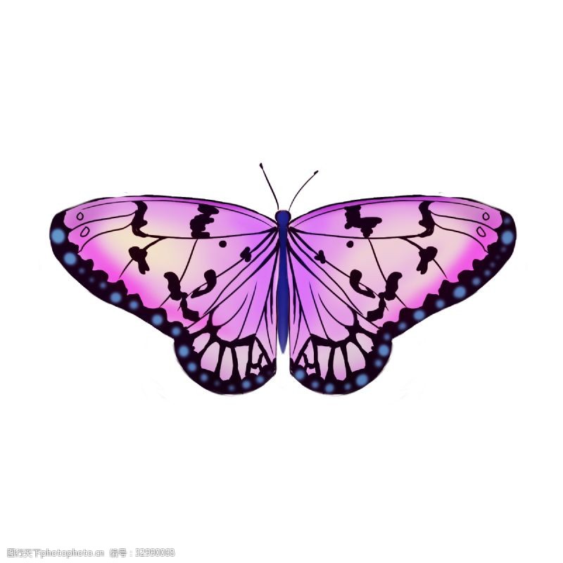 可爱装饰画紫色的蝴蝶装饰插画