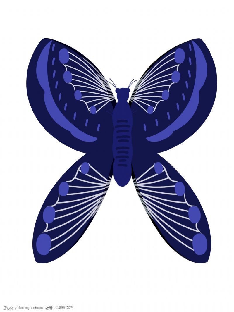 精美的花纹精美的蓝色蝴蝶风筝