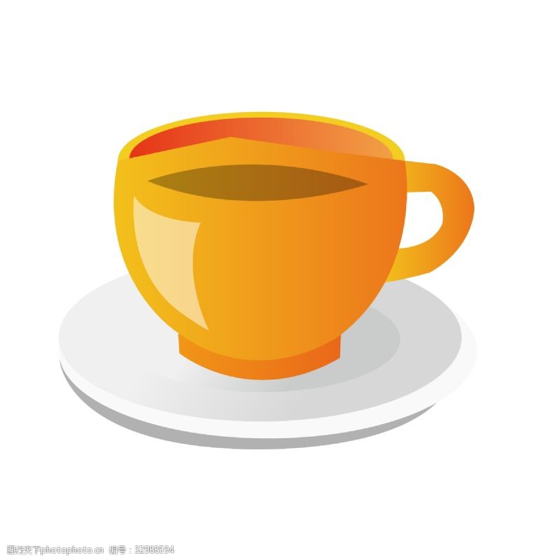 卡通的咖啡杯精致的黄色茶杯插画