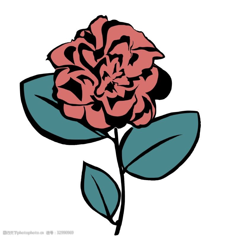 精美的花纹玫瑰花纹身装饰插画