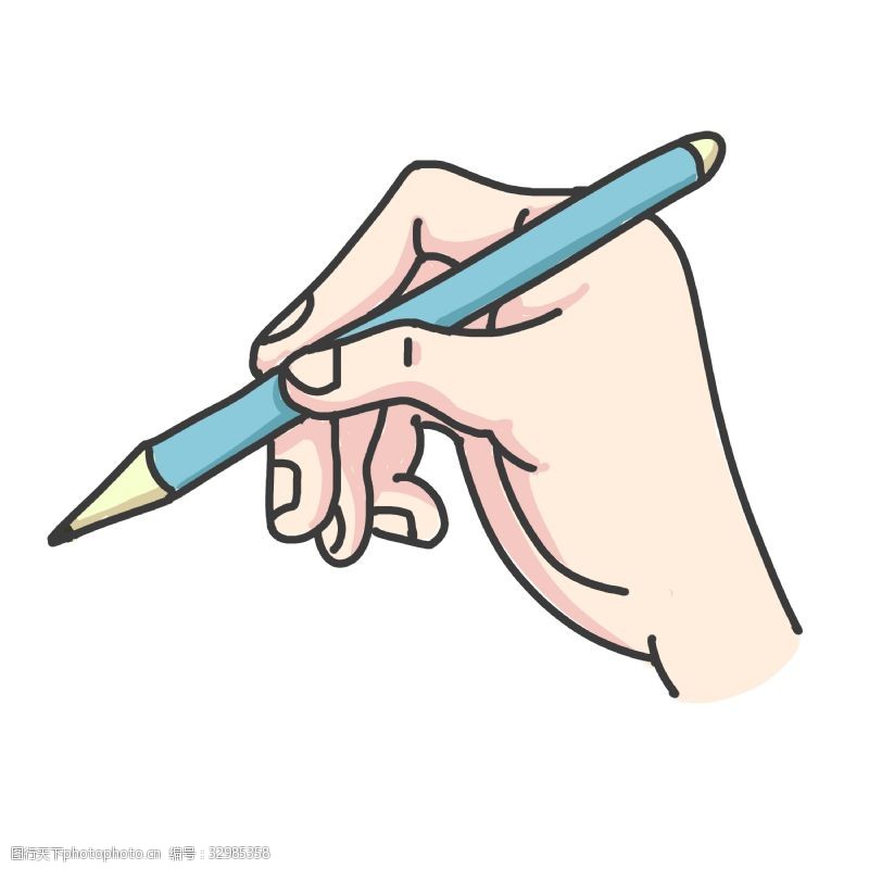 写字手势写字拿笔的手势插画