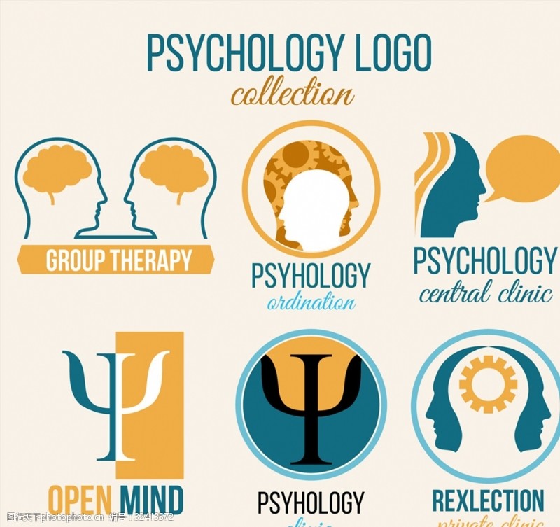 健康标语6款创意心理学元素标志
