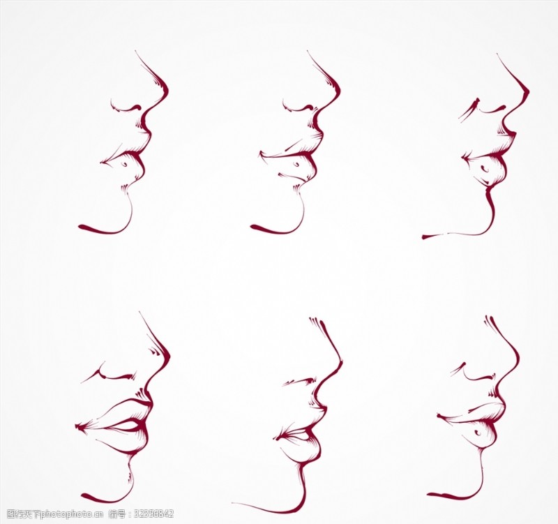 侧脸6款手绘鼻子和嘴设计