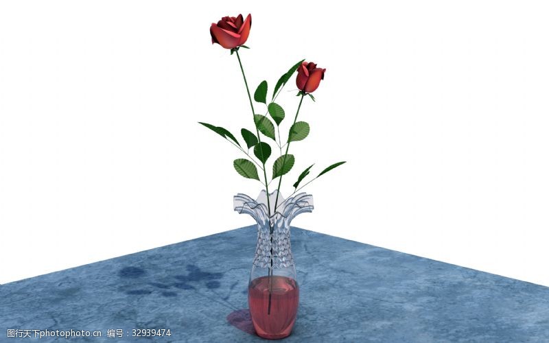 3d模型下载C4D插花瓶玫瑰花