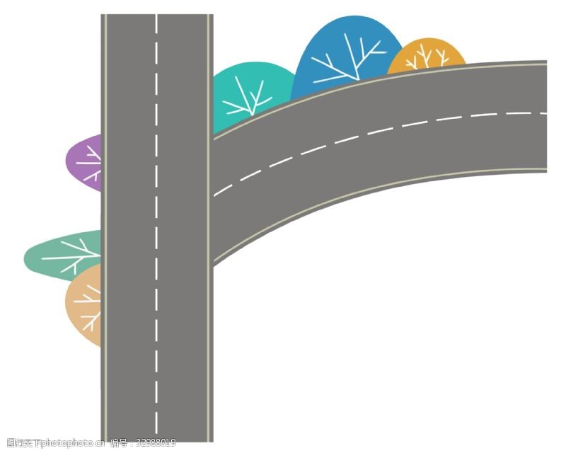 分叉路口导航岔路卡通插画