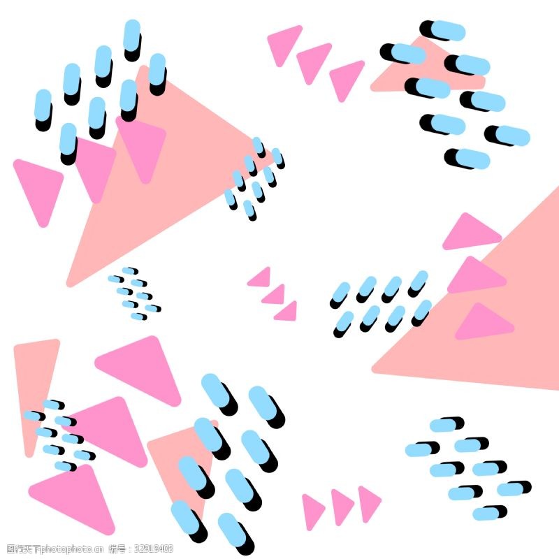 可爱装饰画粉色三角形孟菲斯波普底纹