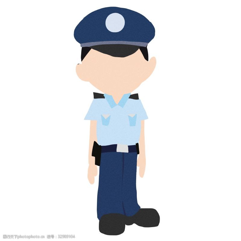 可爱装饰画工作的警察装饰插画