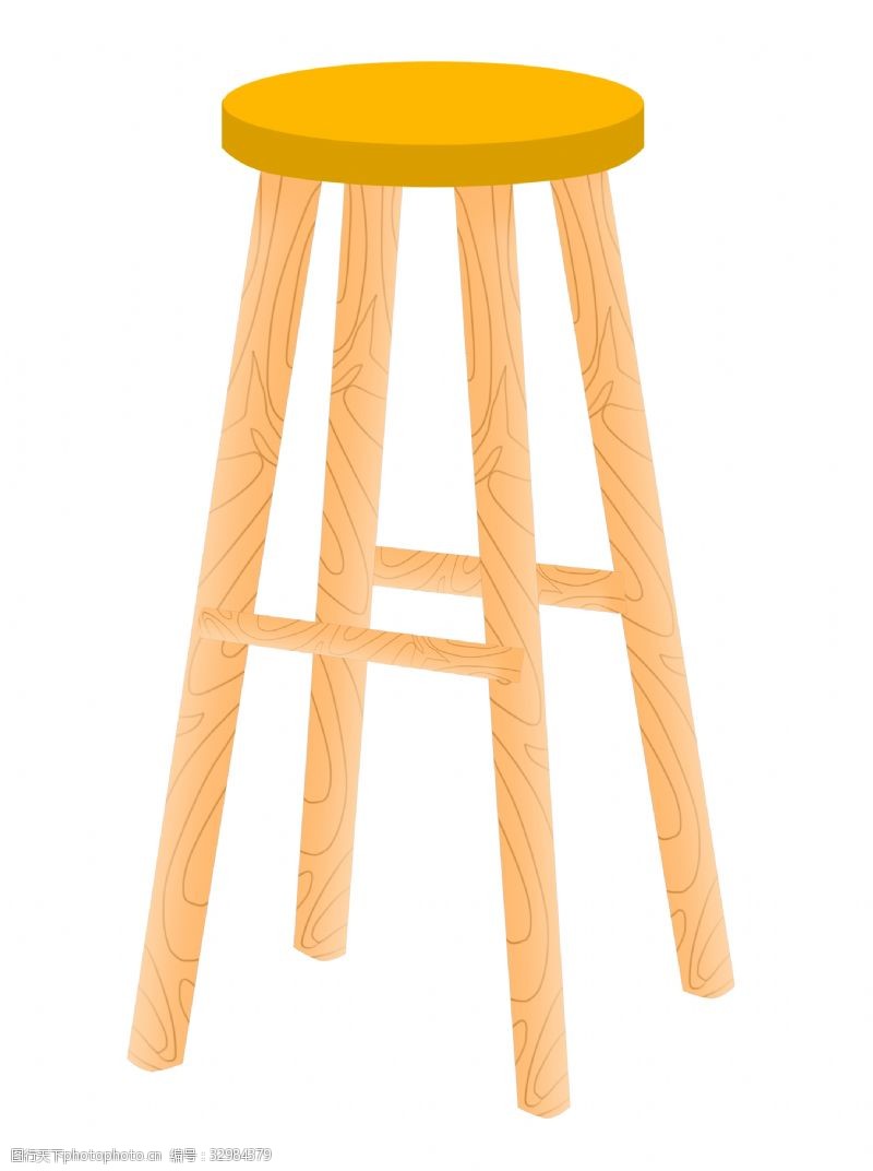 黄色的圆凳椅子插画