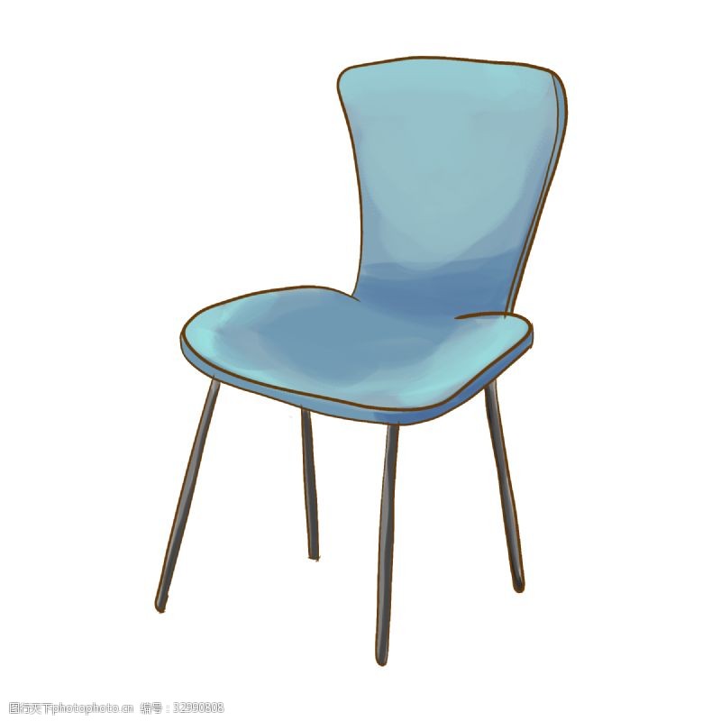 漂亮家具蓝色的椅子装饰插画