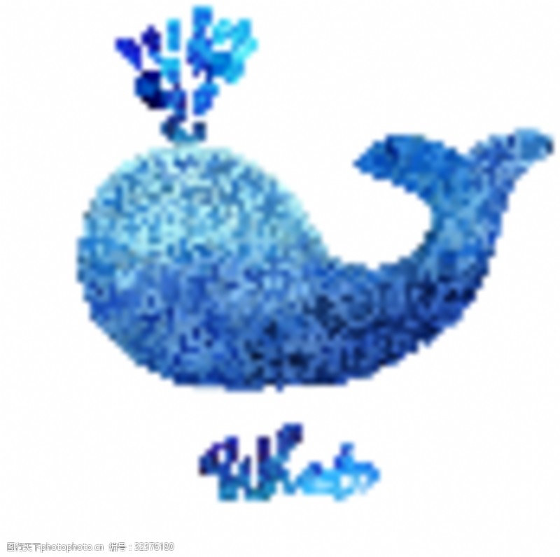 中式画框蓝色水彩鲸鱼
