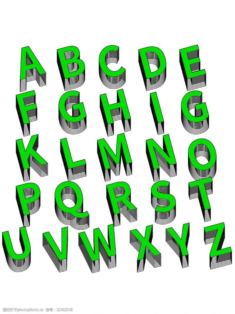 立体字母立体绿色字母集合