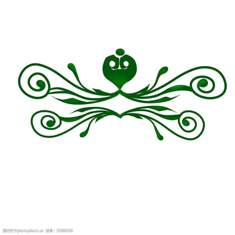 精美的花纹绿色的欧式花纹插画