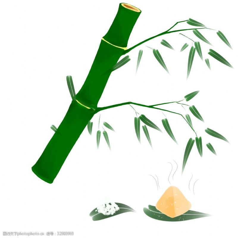 绿色的粽子绿色的竹子装饰插画