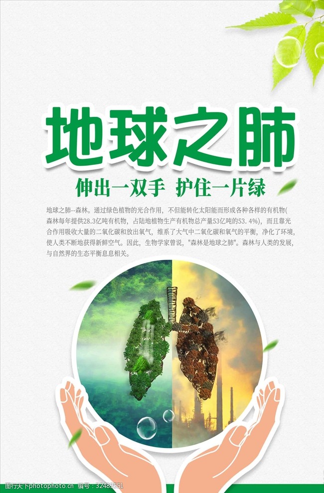 绿植标语清新绿色地球之肺宣传海报