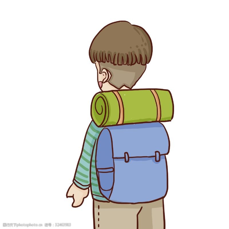登山人物手绘背着包包去旅行的男生