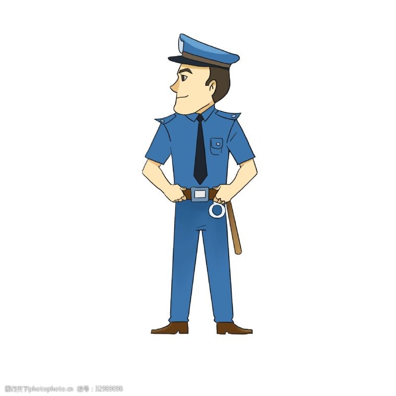 可爱装饰画帅气的警察装饰插画