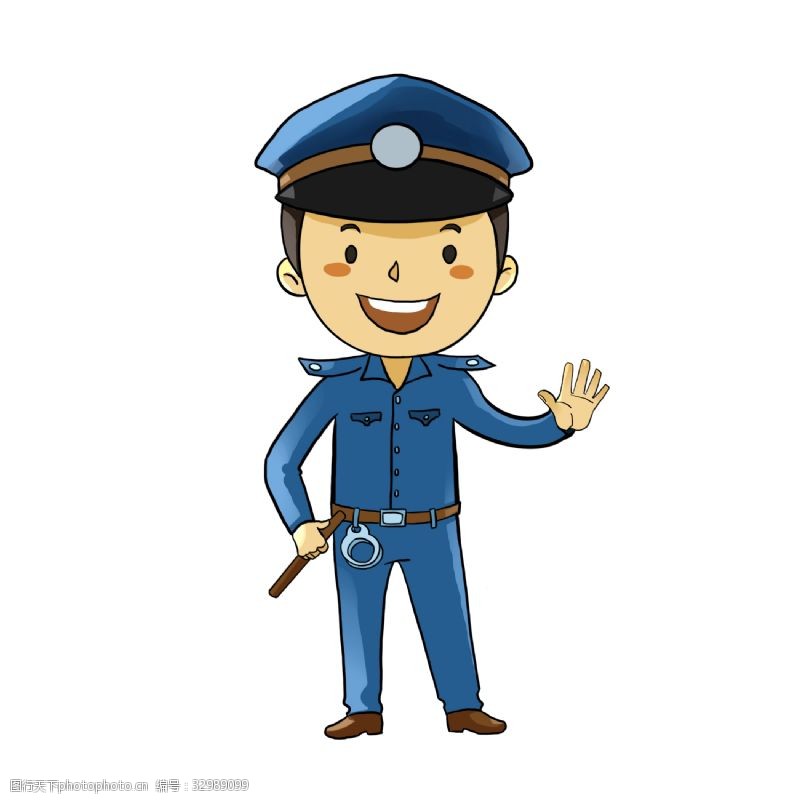 可爱装饰画微笑的警察装饰插画