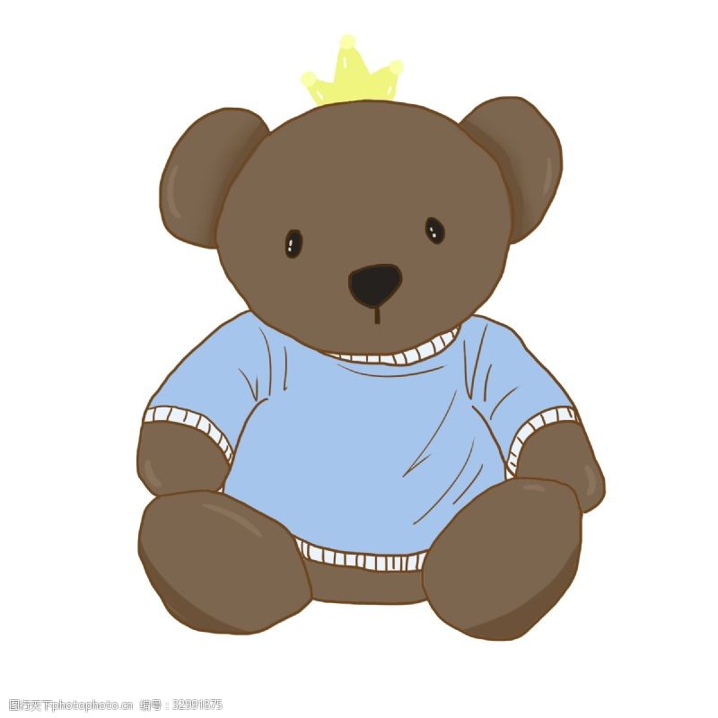 蓝色的衣服儿童节玩具熊插画