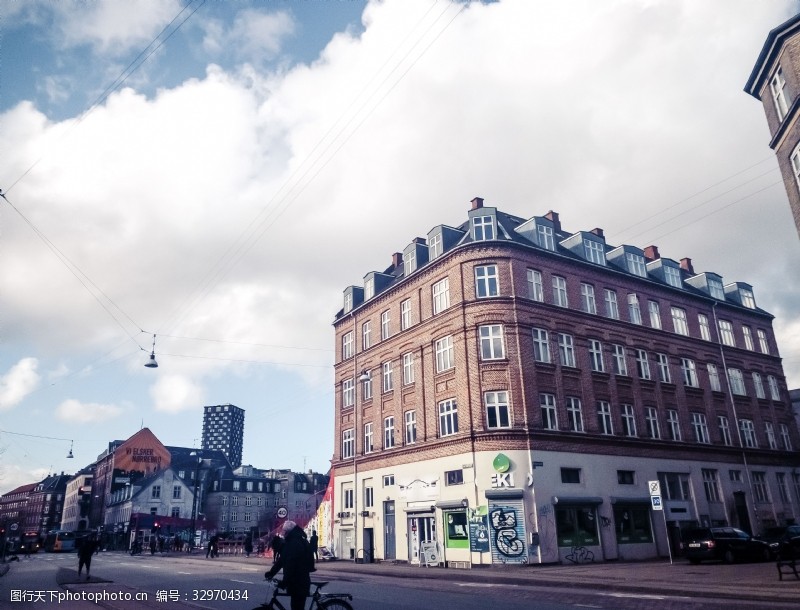 千库原创哥本哈根干净的街头和建筑