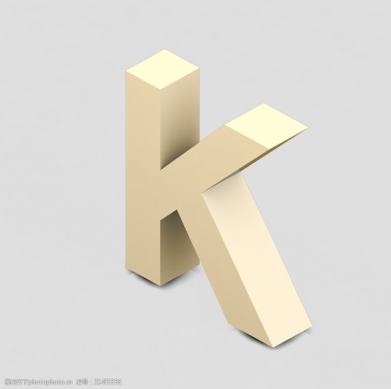 手绘素描字母立体3D英文字母K