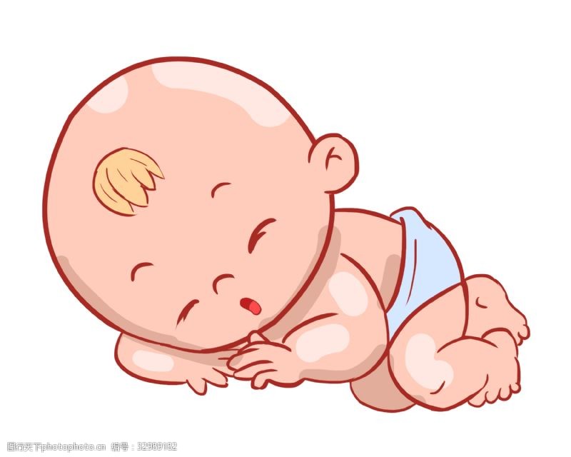 可爱装饰画熟睡的婴儿装饰插画