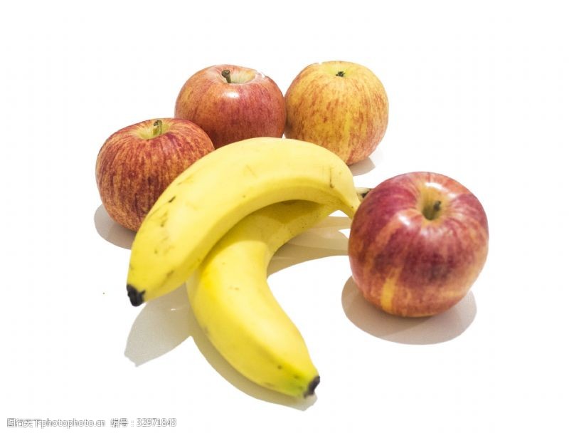 口红香蕉和苹果特写白底图