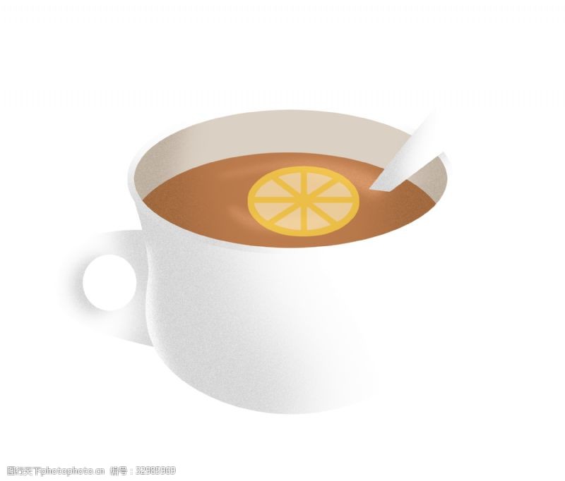 一杯柠檬咖啡茶插画