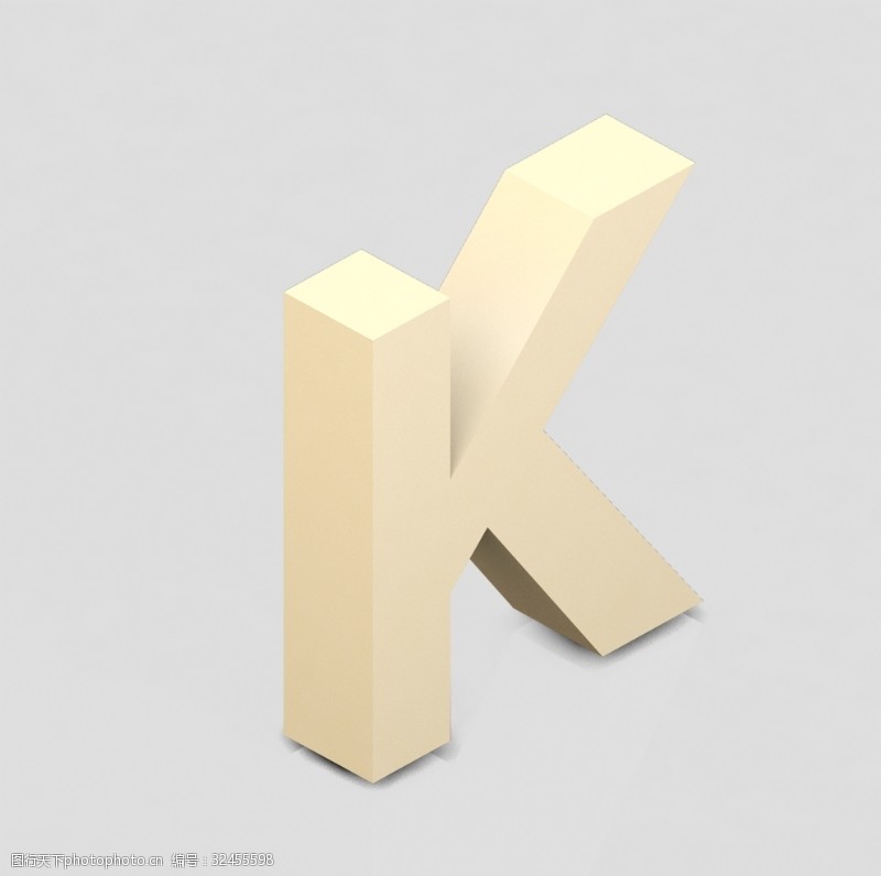 手绘素描字母立体3D英文字母K