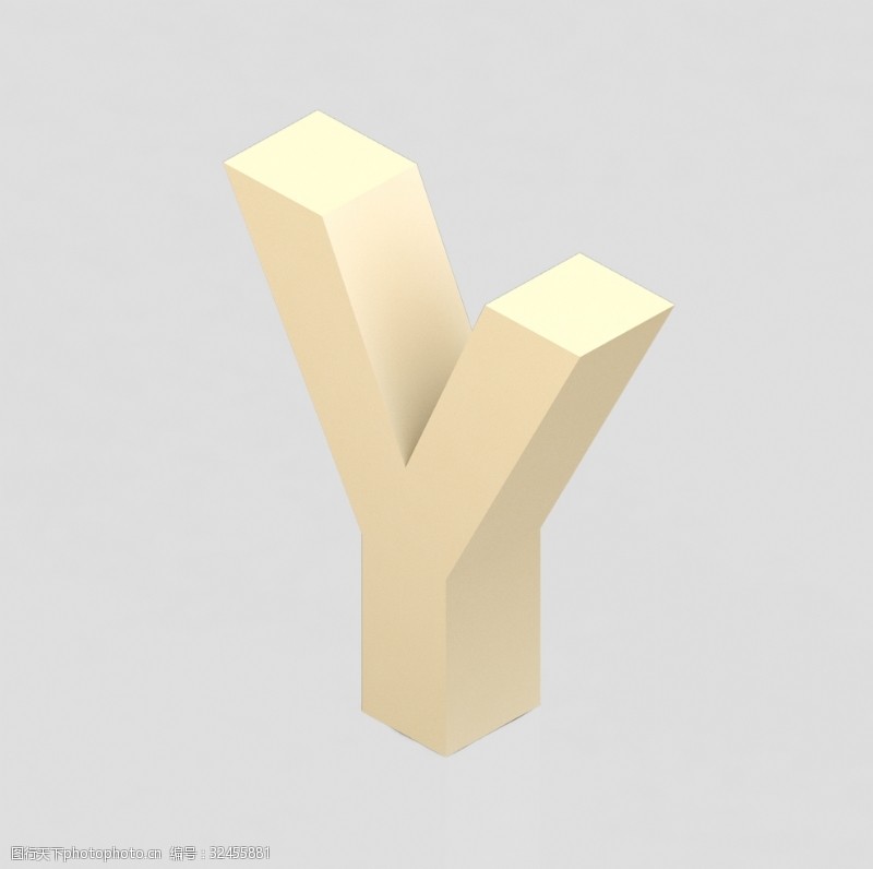 手绘素描字母立体3D英文字母Y