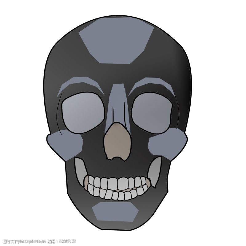 人体器官图黑色人体骷髅头插图
