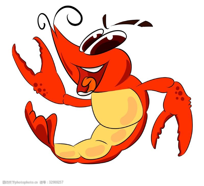 可爱装饰画红色的龙虾装饰插画