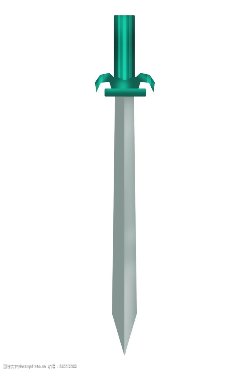 龙泉剑绿色的锋利宝剑插画