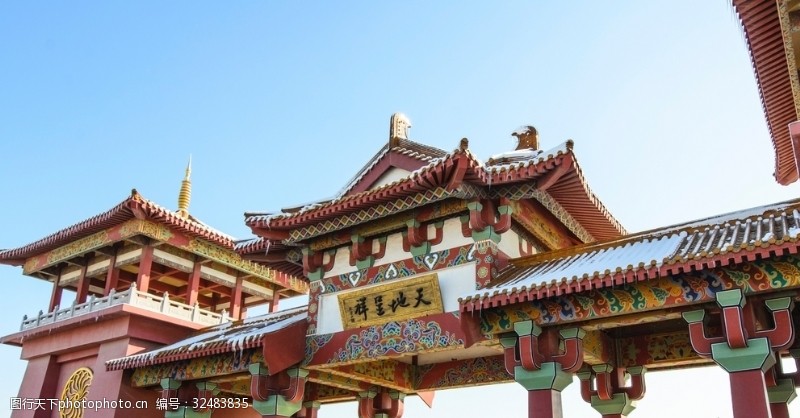 建筑雕塑花纹庙宇山门大牌坊