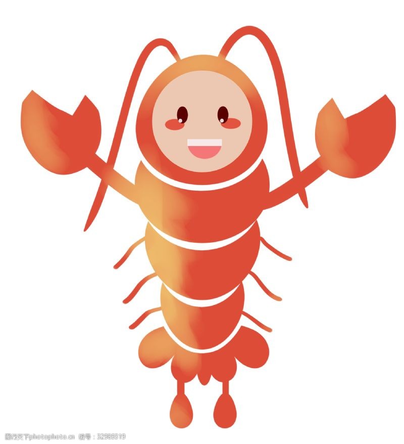 辣椒红龙生气的龙虾装饰插画