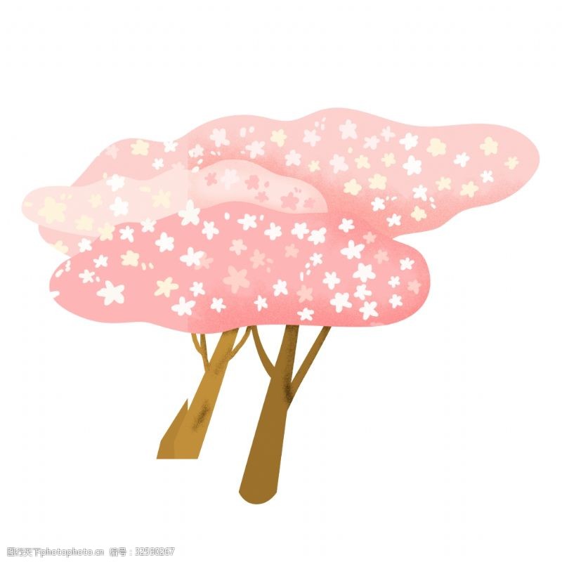 树枝素材手绘粉色树枝卡通透明素材