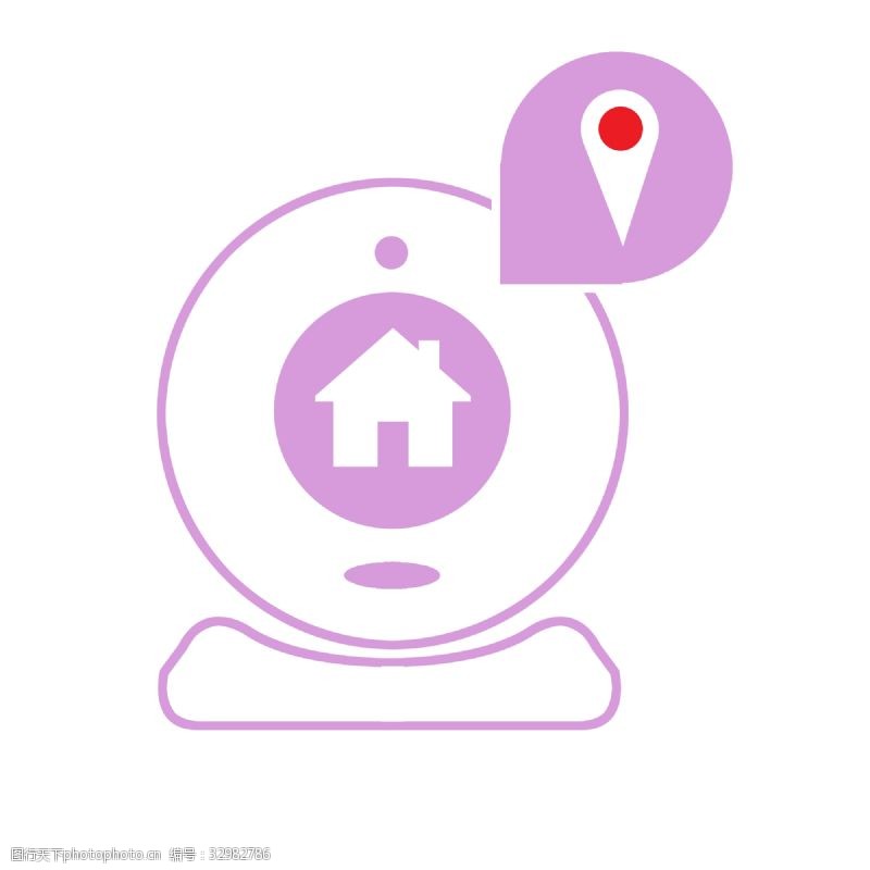 粉色房子通信图标地标插画