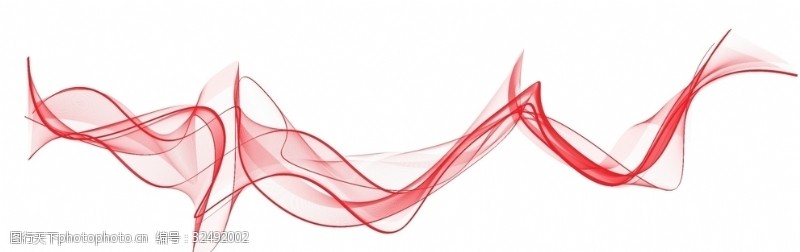 唯美红色线条飘带装饰图案波浪效