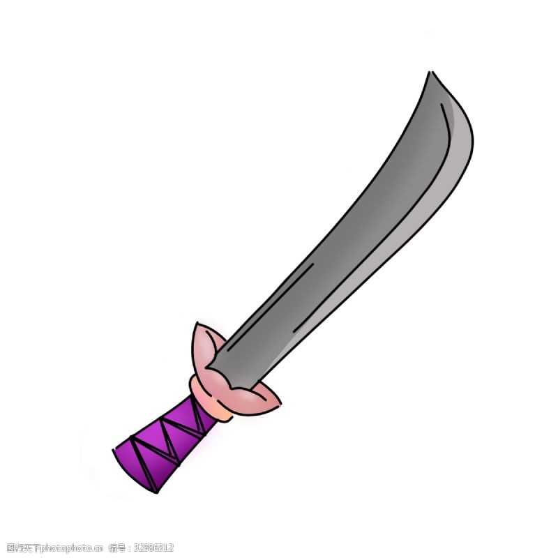 锋利的刀紫色卡通莲花刀插画