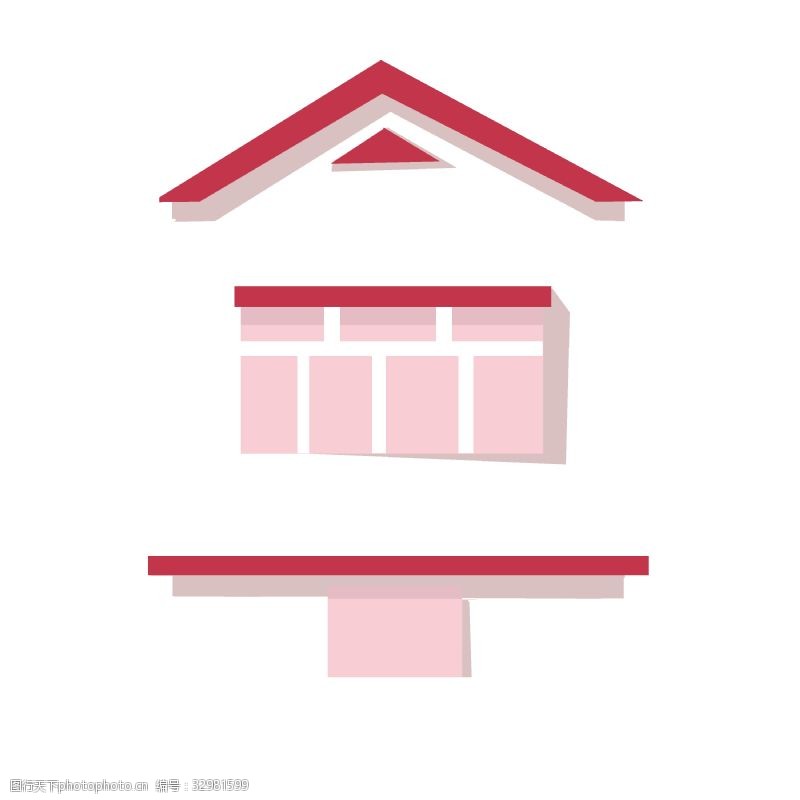 粉色房子粉色的建筑房屋插画