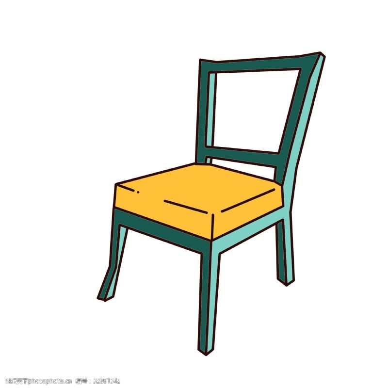 漂亮家具木质椅子装饰插画