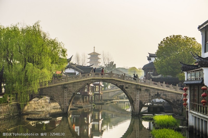 千库原创上海七宝古镇小桥风景